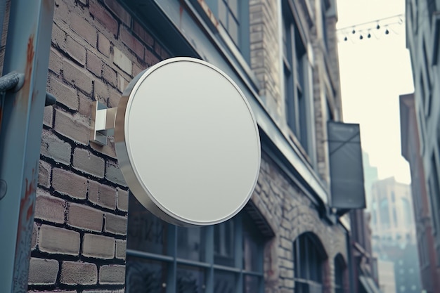 Photo a blank white store sign outside a retail shop or cafe restaurant