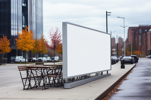 Photo blank white street billboard mockup