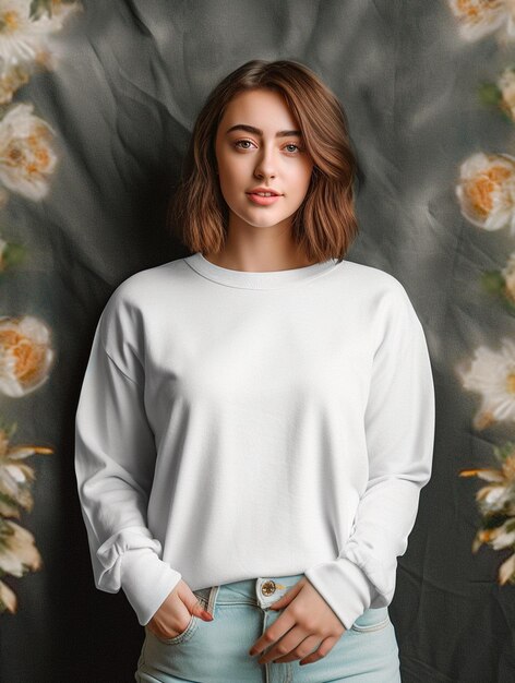 Photo blank white sweatshirt for mockup design