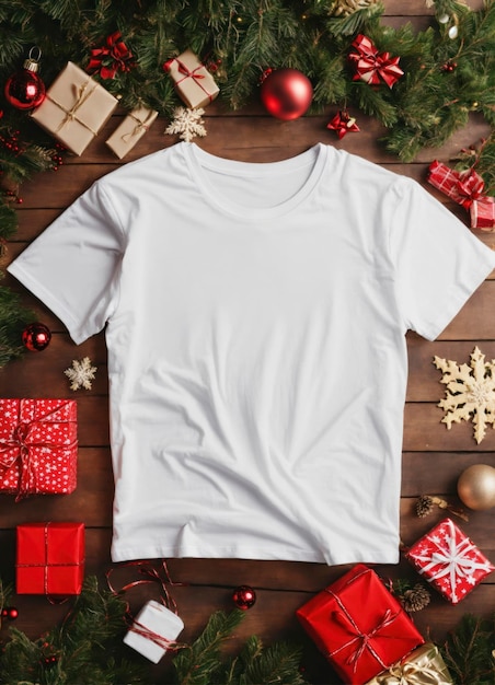 Blank White T-shirt mockup kopie ruimte kerst vibes