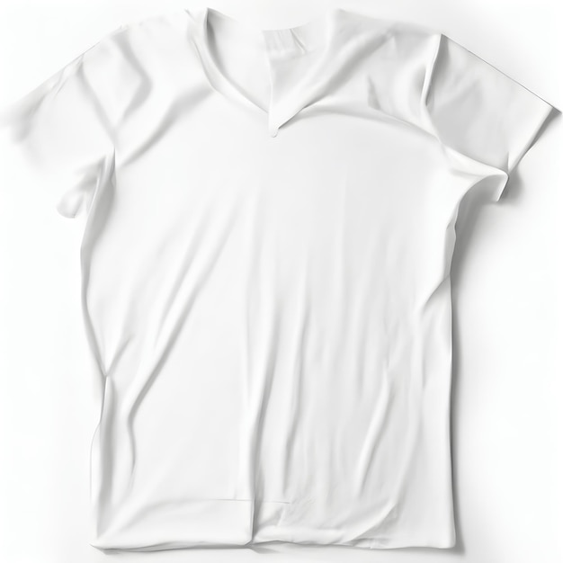 Blank white t shirt on white background_ai_generated