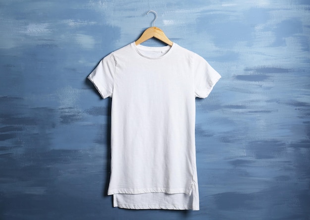 Blank white tshirt against grunge background