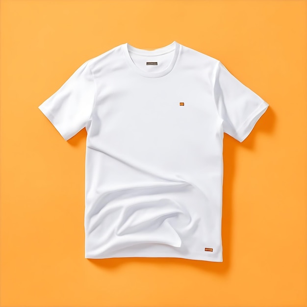 オレンジ色の背景に空白の白い t シャツ