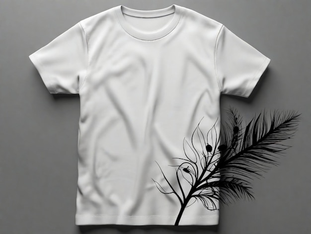 Blank white tshirt mockup on black background front view