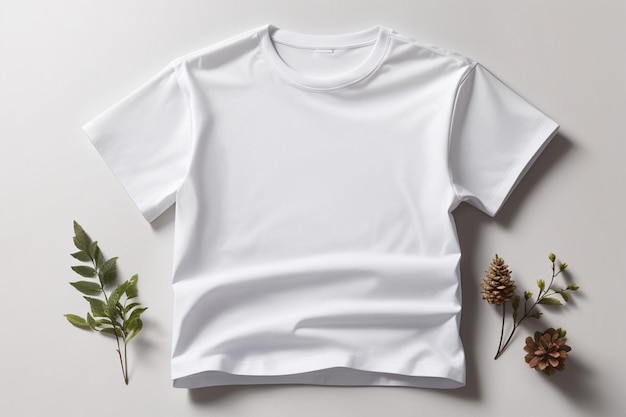 Blank white tshirt mockup with decorative elements AI Generated