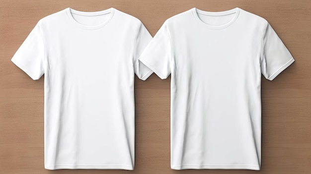 Photo blank white tshirt mockup on wooden hanger