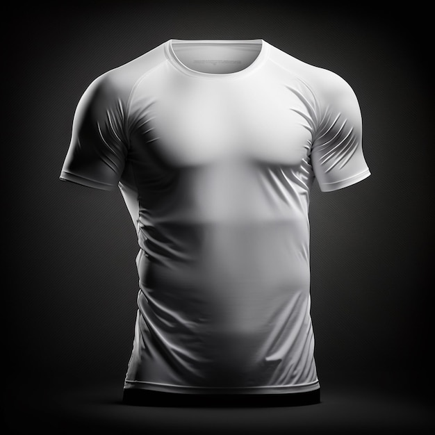 Blank white tshirt mockupclose up white sport tshirt on dark background generative ai