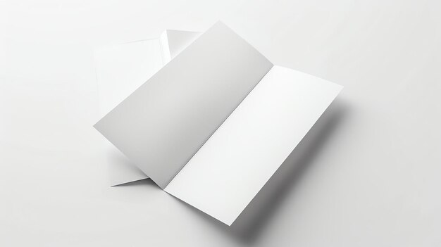 Photo blank white two fold brochure mockup on white background 3d rendering