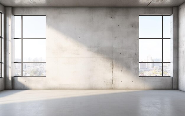 Photo blank white wall in concrete office with large wind