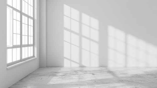 Photo blank white wall with window and concrete floor