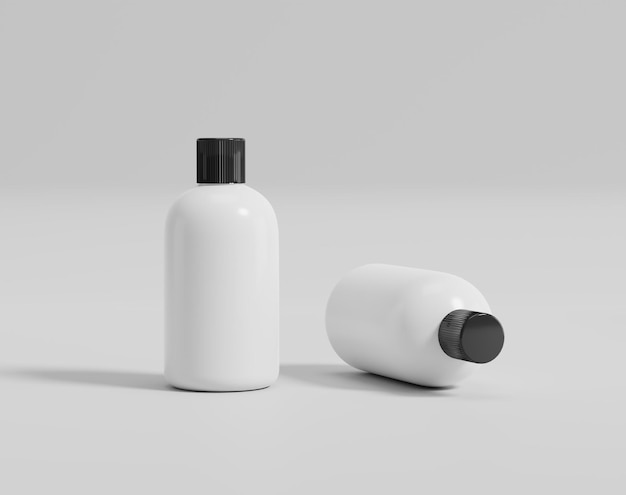 Пустая бутылка с белой водой на пустом фоне, 3D-рендеринг, 3D-иллюстрация
