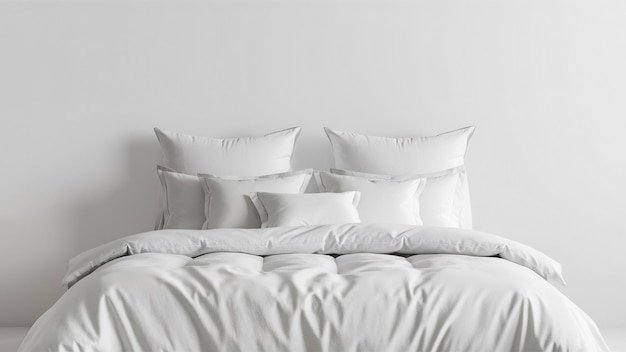 Blank wit bed met kussens mock-ups geïsoleerd