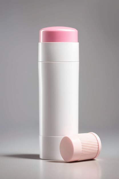 Foto blank wit en roze deodorantstick met deksel