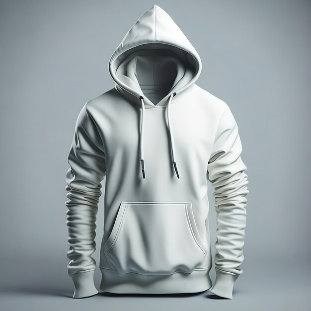 Blank wit hoodie sjabloon Hoodie sweatshirt lange mouwen met clipping pad