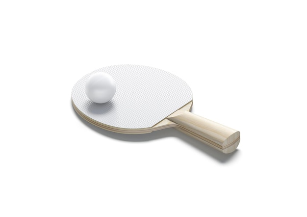 Blank wit houten tafeltennisracket met geïsoleerde balmodel