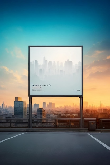 Blank wit weg billboard met Bangkok stadsbeeld achtergrond bij zonsondergang Street reclame poster moc