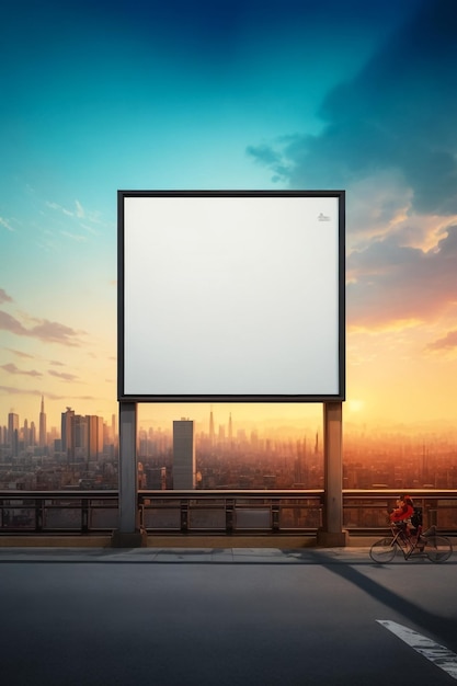 Blank wit weg billboard met Bangkok stadsbeeld achtergrond bij zonsondergang Street reclame poster moc