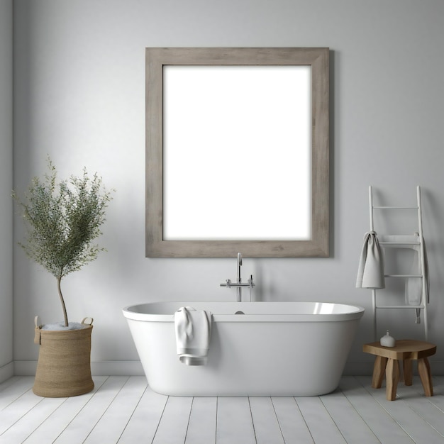 Blank witte foto kunst frame mock up design showcase in de moderne badkamer