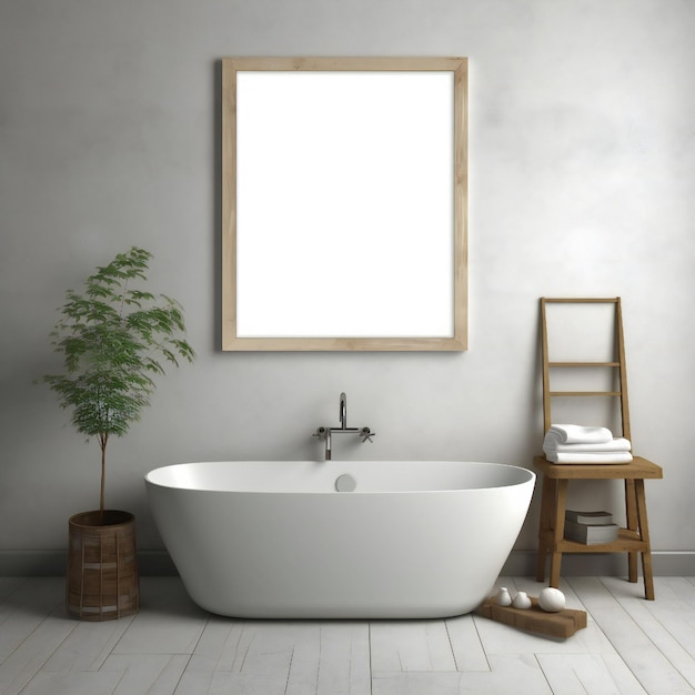 Blank witte foto kunst frame mock up design showcase in de moderne badkamer