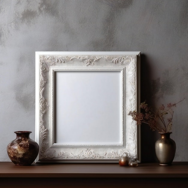 Blank witte foto kunst frame mock up design showcase op moderne muur