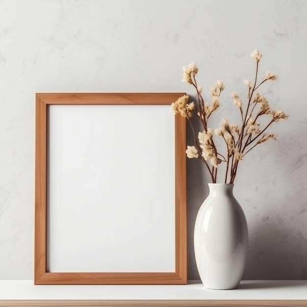 Blank witte foto kunst frame mock up ontwerp showcase op tafel