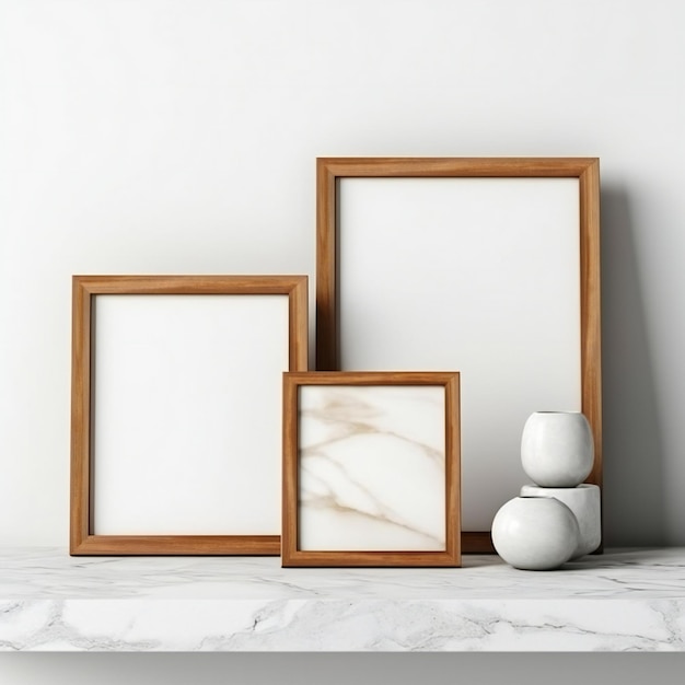 Blank witte foto kunst frame mock up ontwerp showcase op tafel