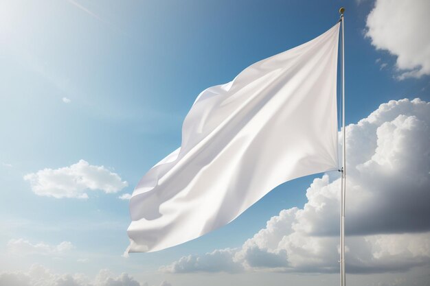 Blank witte vlag vliegen AI gegenereerd