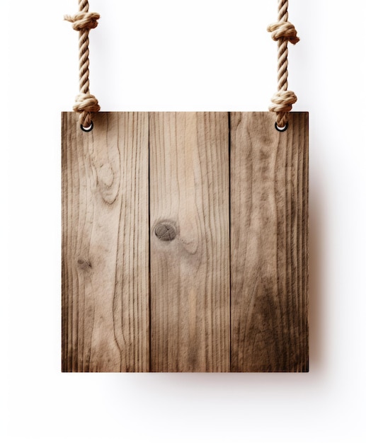 A blank wooden board hang by a couple of ropes