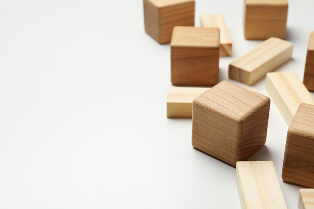 Blank wooden cubes for different concepts space for text