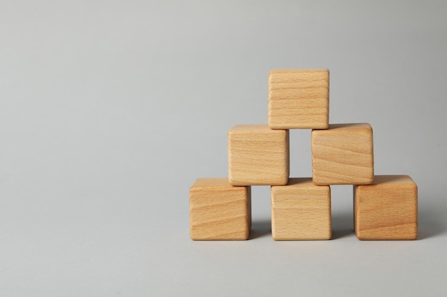 Blank wooden cubes for different concepts space for text