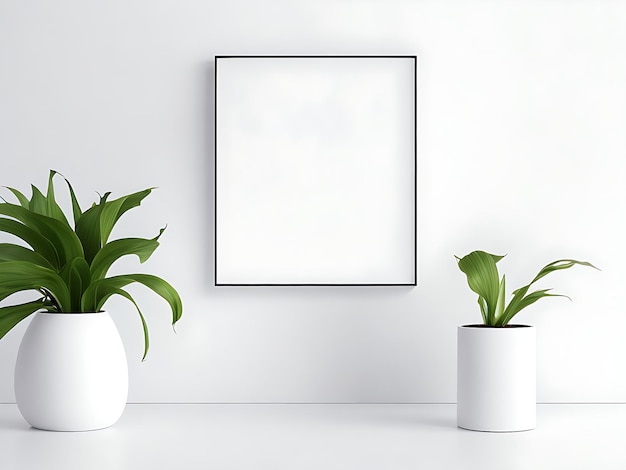 Blank Wooden Picture Frame Mockup On Wall In Modern Interior Horizontal Artwork Template MockUp Fo