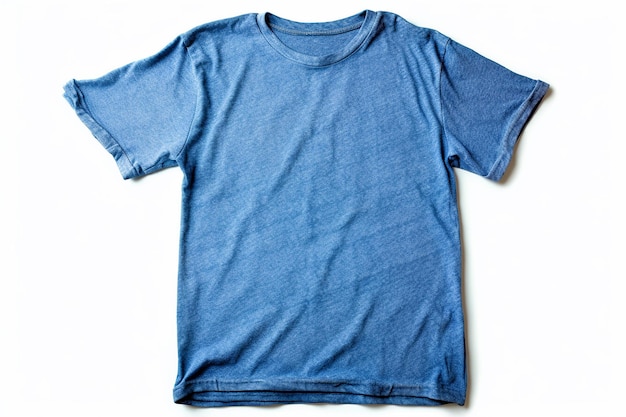 blank Worn old blue tshirt on white background