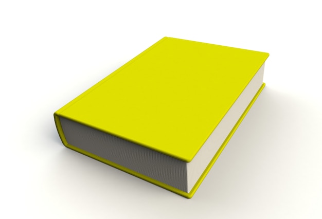 Blank yellow book cover on white