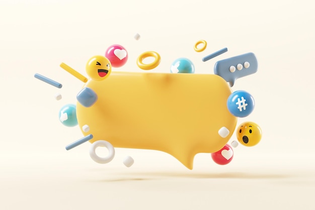 Blank yellow bubble talk with social media and technology