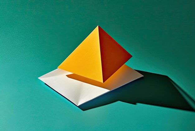 blank yellow origami card on a table in the style of juxtaposition of light and shadow