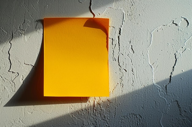 Blank Yellow Sticky Note on Textured Wall