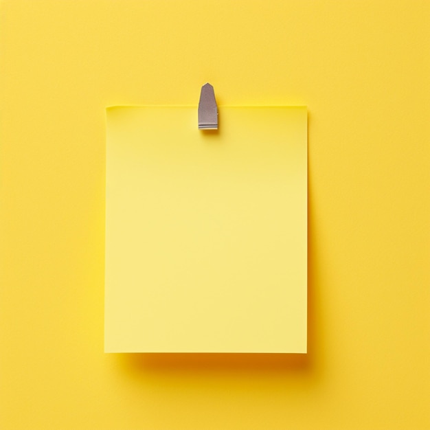 Blank yellow sticky note with thumbtack