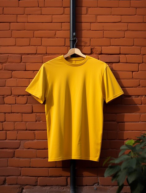 Blank yellow tshirt on grunge background