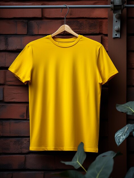 Blank yellow tshirt on grunge background