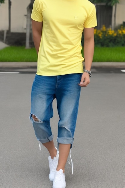 Photo blank yellow white tshirt