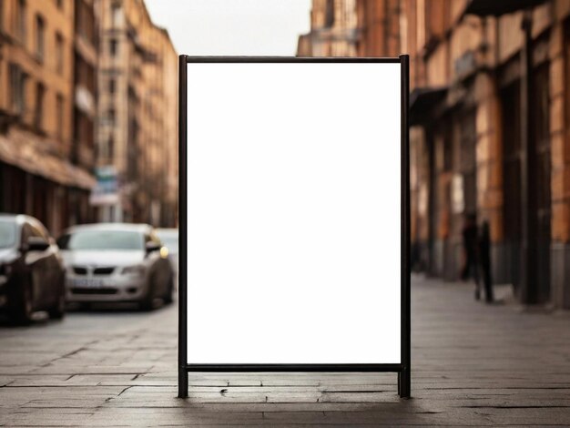 Blanke witte poster op een stadsstraat 3D-weergave