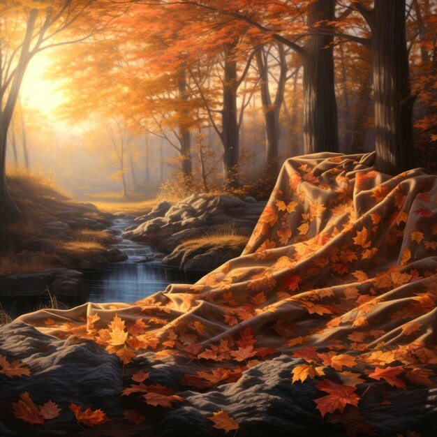 Blanket in autumn 8k 3d colorful fantasy realism