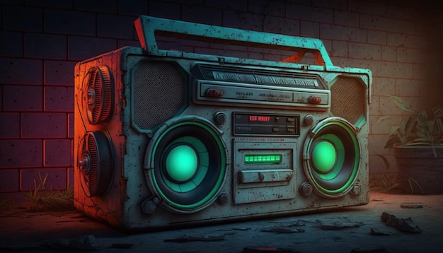 Blast from the Past 80s Ghetto Blaster in Neon Colors