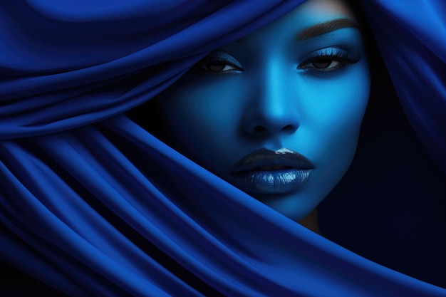 Blau background cover woman