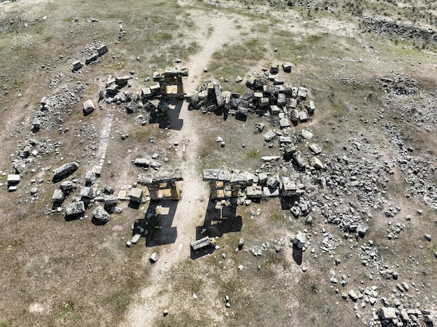 Blaundus - Blaundeon ancient city Sulumenli, Usak,Turkey. Aerial view with drone.