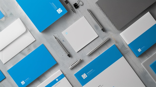 blauw bedrijfsmerkidentiteit zakelijk briefpapier