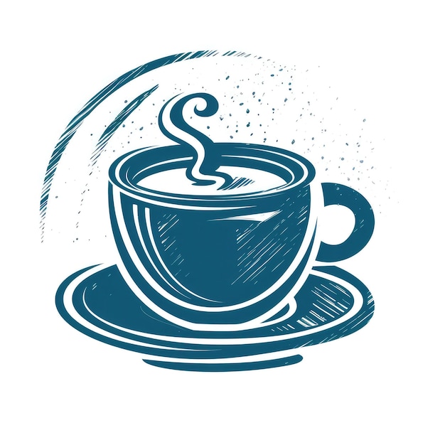 Blauw Beeld Van Koffie Kop En Schotel Logo Generatieve AI