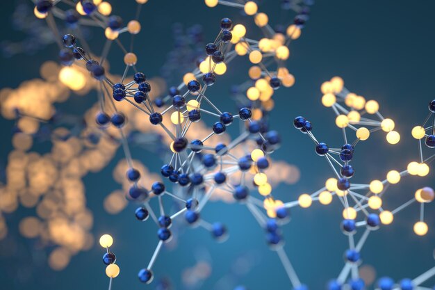 Foto blauw biologieraster met connect beperkt 3d-rendering