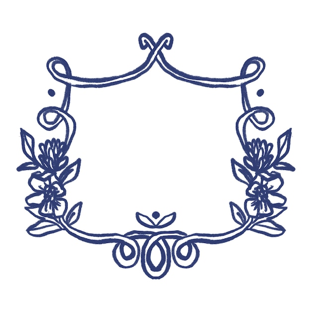 Blauw blad png frame botanische illustratie doorzichtige achtergrond