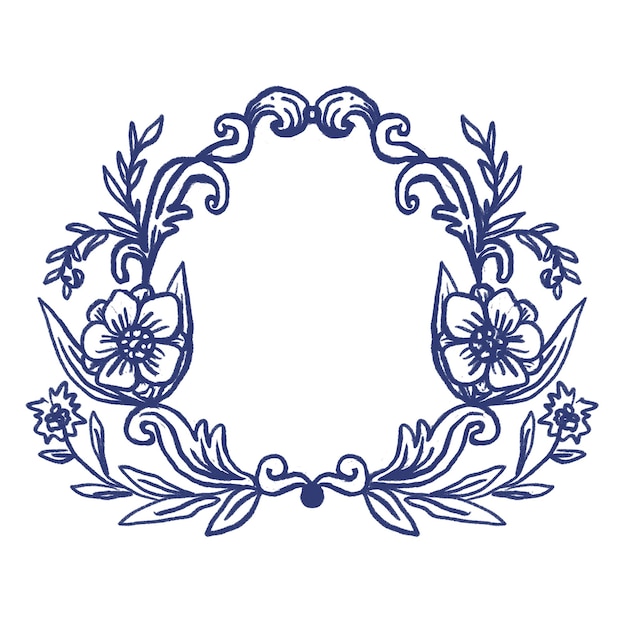 Blauw blad png frame botanische illustratie doorzichtige achtergrond